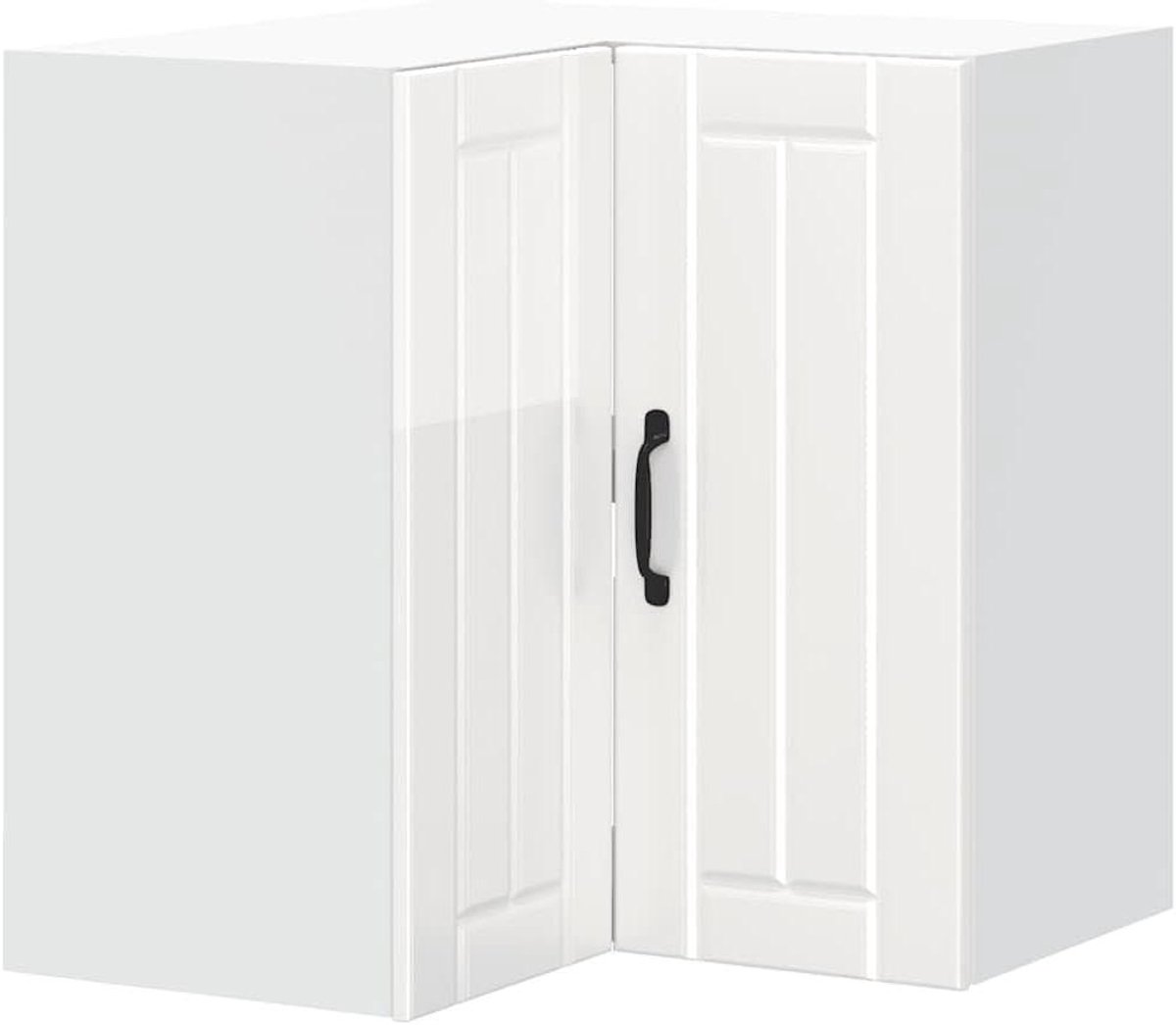 Keukenwandhoekkast - Hoekwandkast Keuken - Keukenruimte Optimaliseren - Stabiel Bewerkt Hout - 57 cm - Hoogglans Wit