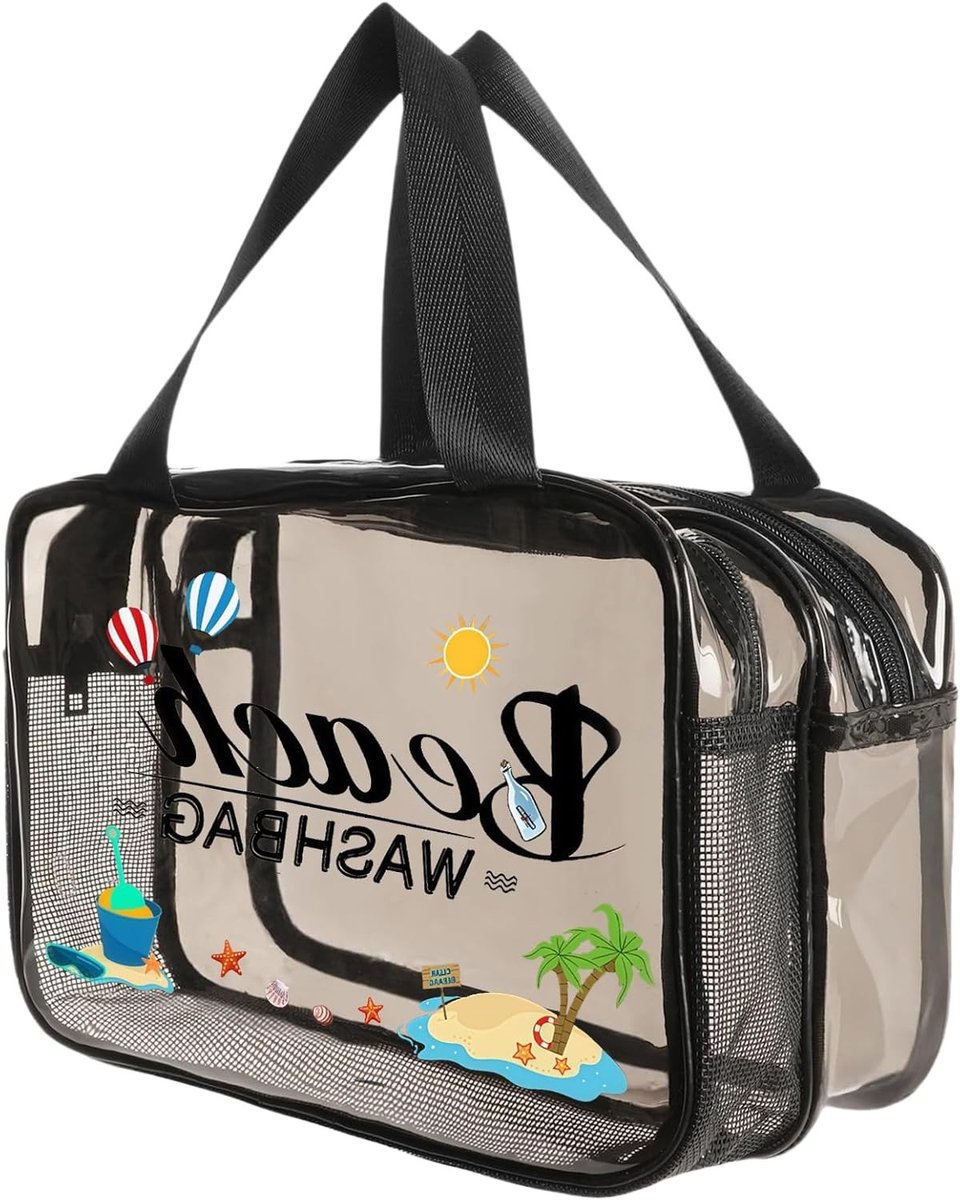 Duidelijke Toilettas voor Reizen, Handige Make-up Tas met Wet Dry Scheiding, Waterdichte Capaciteit voor Toiletartikelen en Make-up Accessoires
