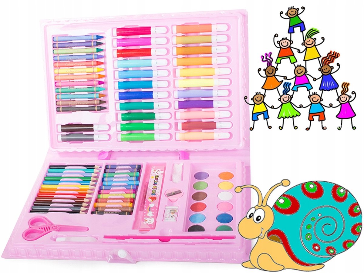 Roze kunstkoffer, knutselkoffer Art Set - 86 stuks - Creatief Speelgoed - Roze — cadeau in Spellen & Speelgoed - foto 3