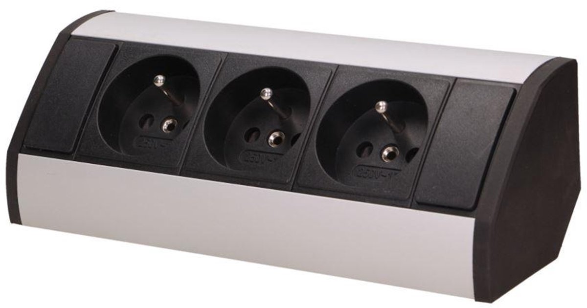 Orno - Meubelstopcontact - 3x250V - Onderkastmontage - Zwart/Zilver