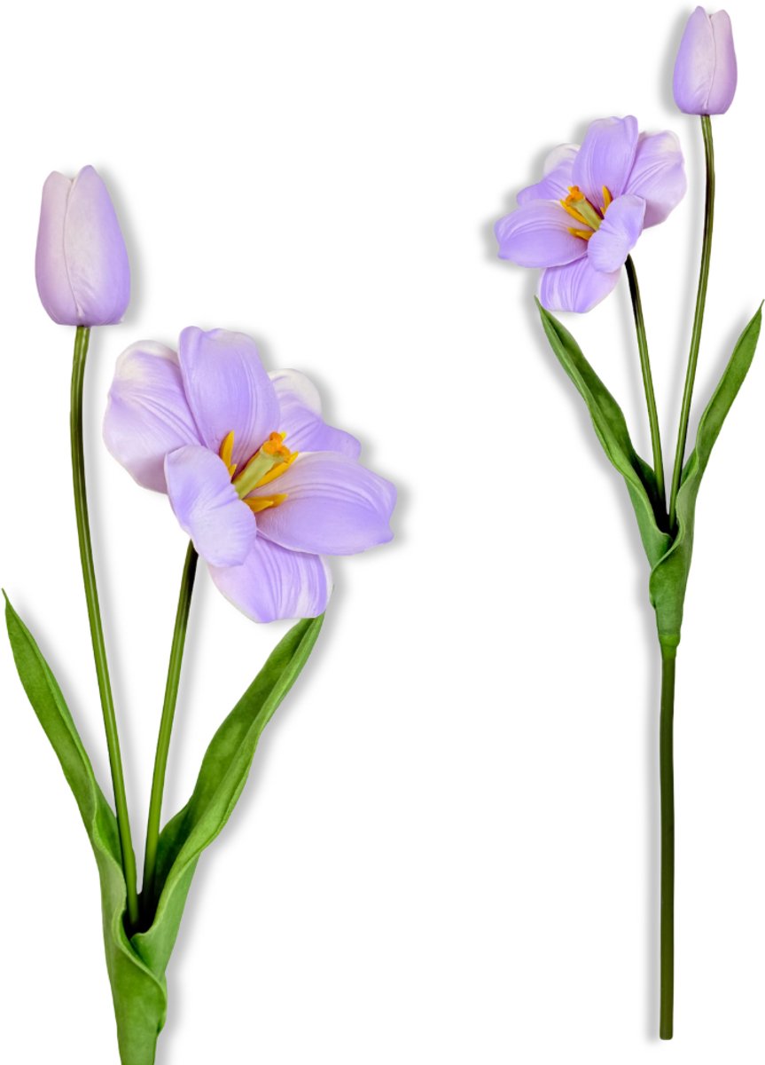 Inspiruj Tulpen Gałązka Serie - Kunstbloem - Piankowy - Liliowy - 53 cm Lila