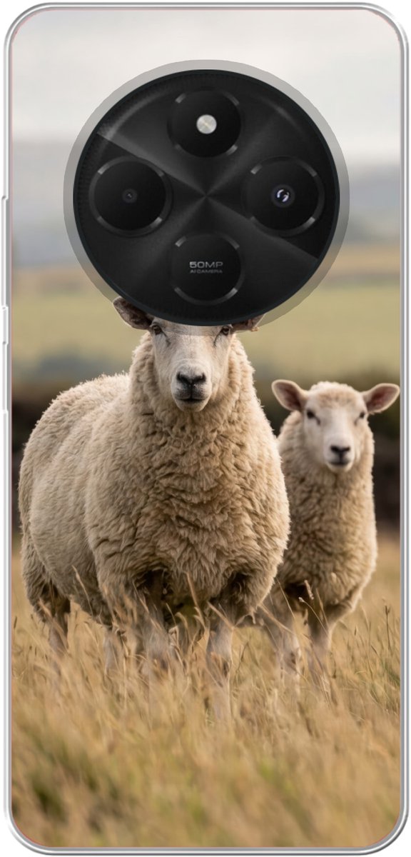 Telefoonhoesje Geschikt voor Xiaomi Geschikt voor Poco M7 hoesje - Schapen - Weidenlandschap - Heuvels - Siliconen Telefoonhoesje Telefoonhoesje