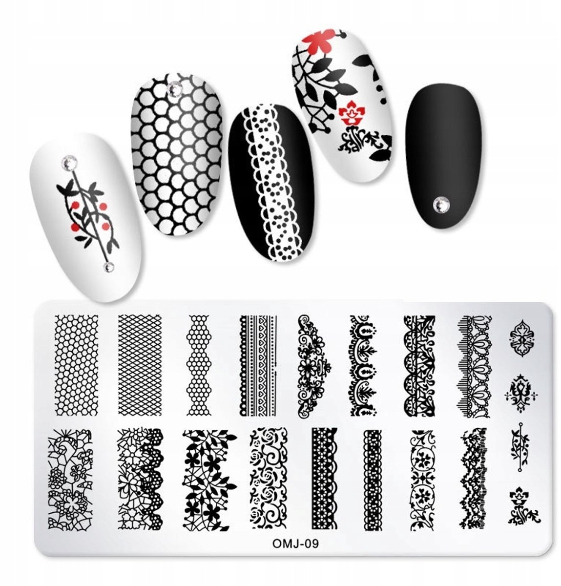 Born Pretty - Ponsplaat voor Nageldecoratie - OMJ-09 - Met Stempelbloemen