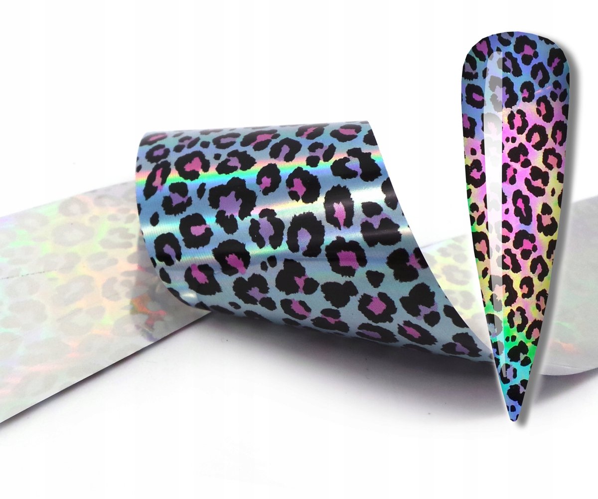 Frezarkowo Serie - Transferfolie voor Nagels - Niebieska Panterka - 100x4cm - Holografisch Effect