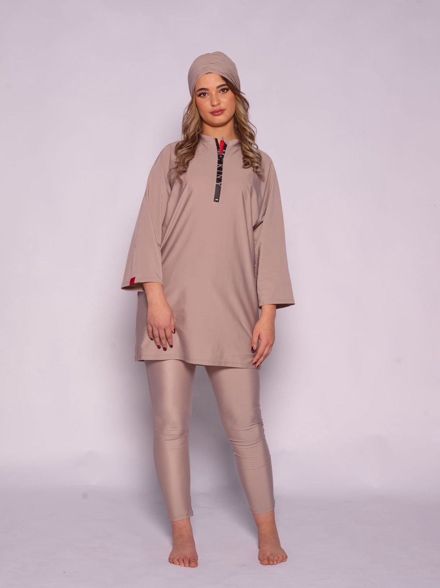 MYKINY BRAND - Burkini - Youssra - Taupe - Maat L - Badpak - Snel drogend (maat valt klein)
