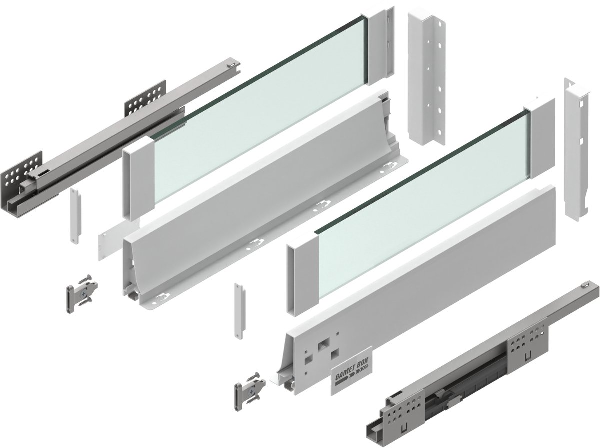 Gamet Box2 Serie - Glas Paneel Lade - Hoog - Wit - 400mm