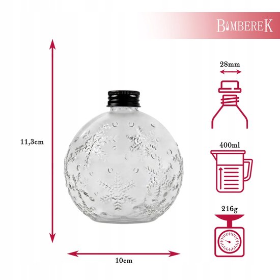 Bimberek Serie - Glazen Flessen - 400ml - Kerstontwerp - Inclusief Rietje van Merkloos — afbeelding 3