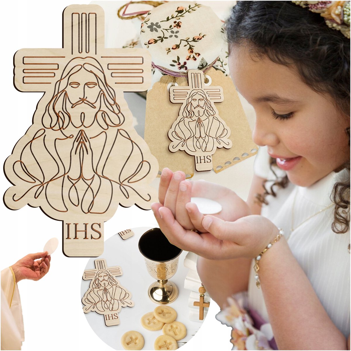 SMX Design - Houten Kruis - Taartdecoratie - 10 cm - Esthetisch Geverfd