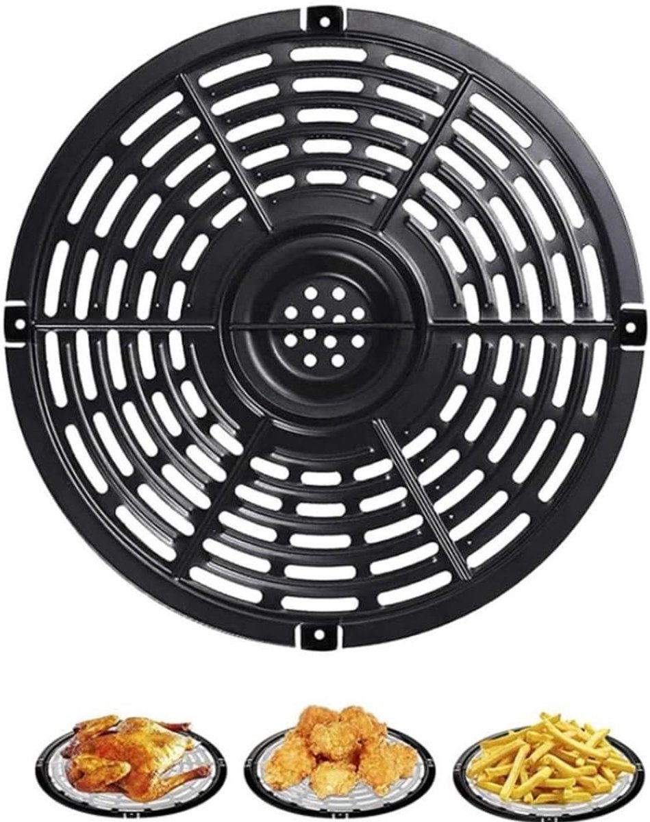 Airfryer Grill Pan - Bakplaat Vervanging - Gezond Bakken - Perforatie Ontwerp - 18 cm - Zwart