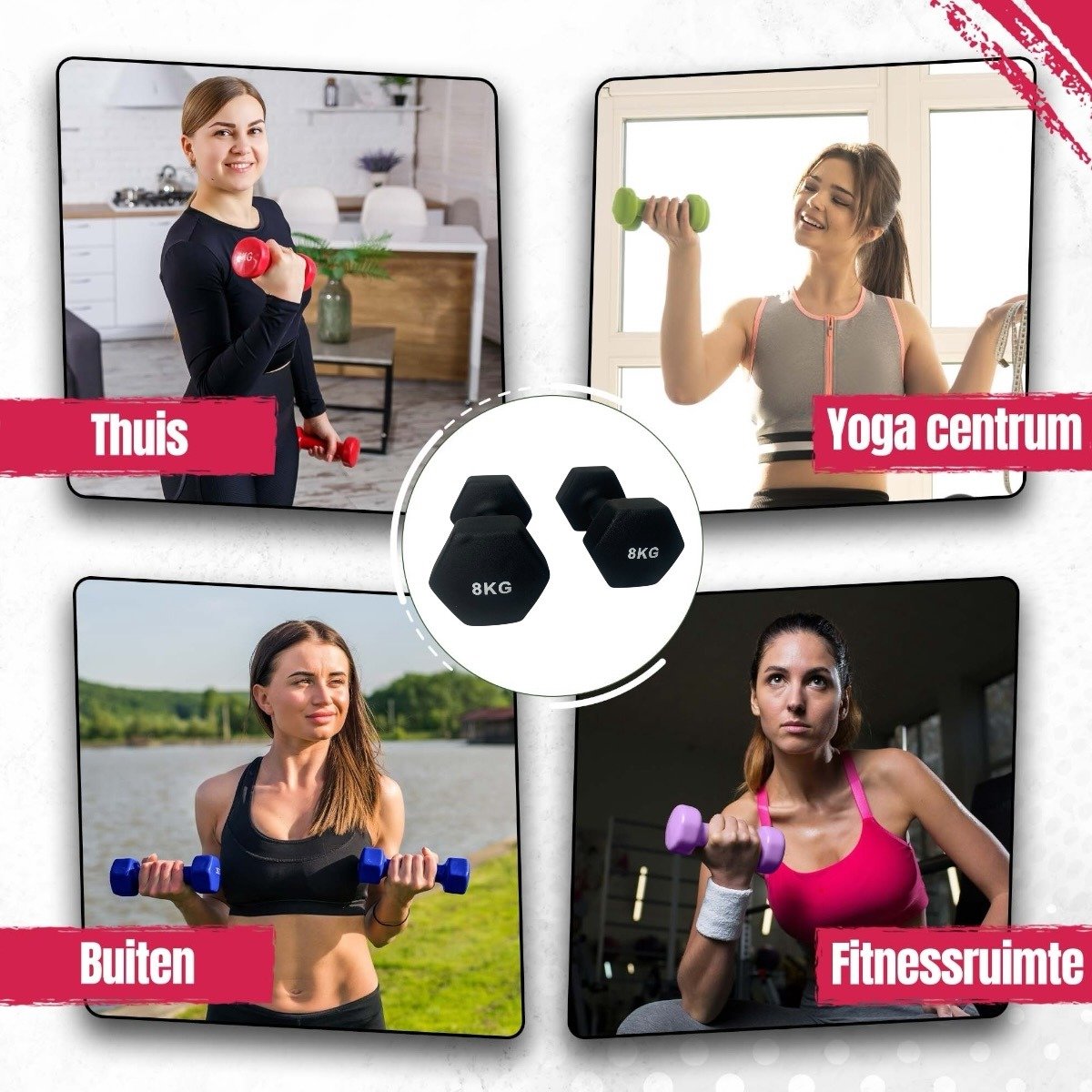 Padisport - Dumbells 8 Kg - Halter - Gewichten Set Halters - Gewichten 8 Kg - Zwarte - Gewichten - Dumbells - Halters - Gewichtjes 8 Kg – foto 3