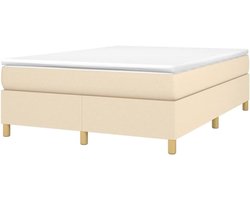 Boxspring Bedframe - Slaapmeubel Ledikant - Goede Nachtrust - Multiplex Lattenbodem - 140x200 cm - Crèmekleurig