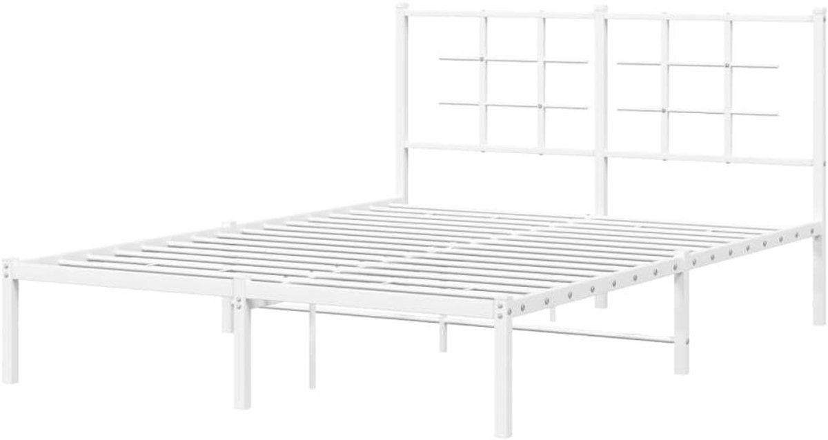 Bedframe Metaal - Bedombouw Twijfelaar - Slaapkamer Inrichten - Robuuste Constructie - 135x190 cm - Wit