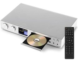 Internetradio met DAB+ - HiFi Receiver Digitale Radio - Muziek Streamen - Ingebouwde CD Speler - 2x50W Versterker - Zilver