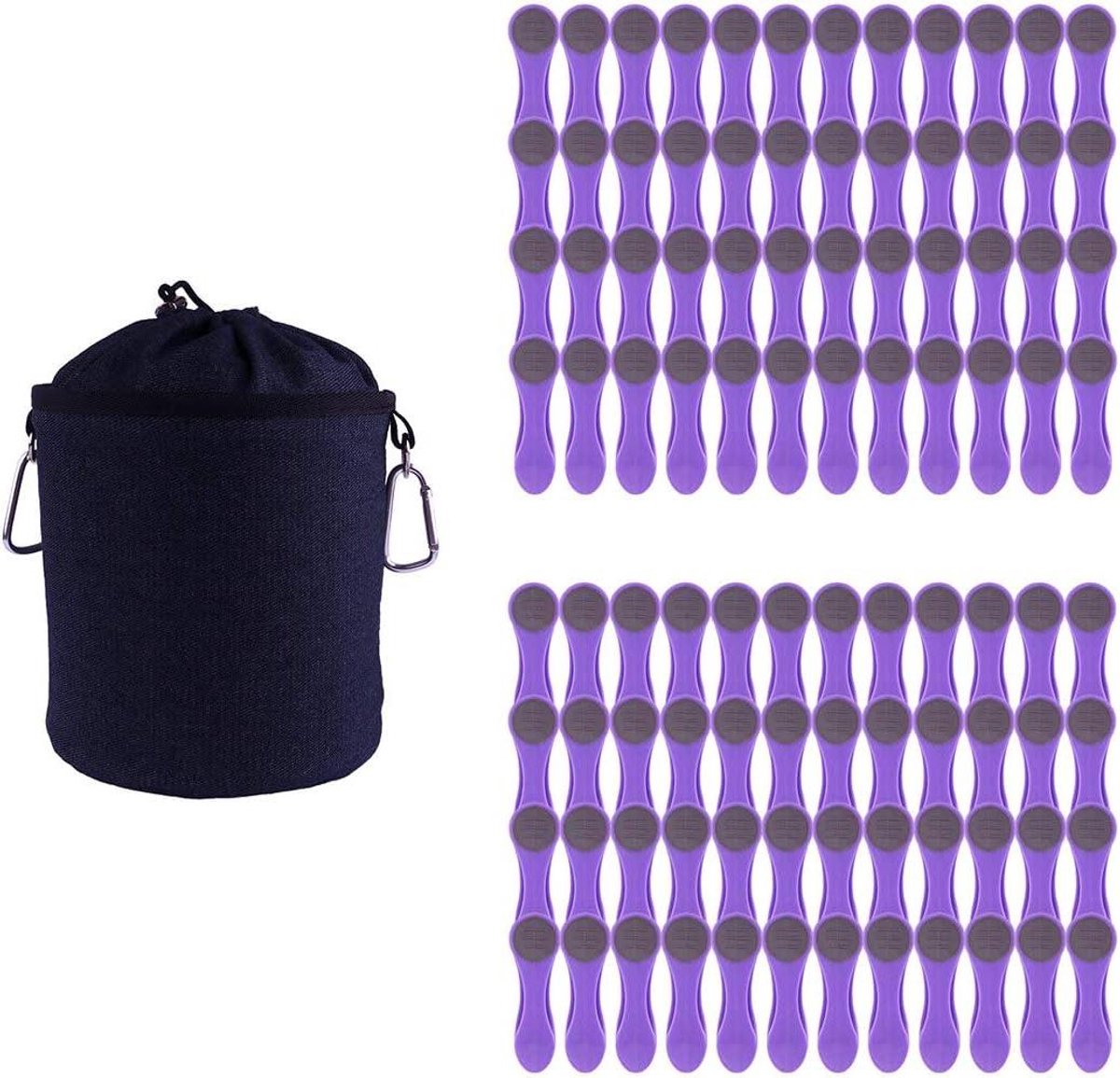 Wasknijpers Set - Kledingharingen - Kleding Drogen - Zachte Grip - 96 Stuks - Paars Blauw