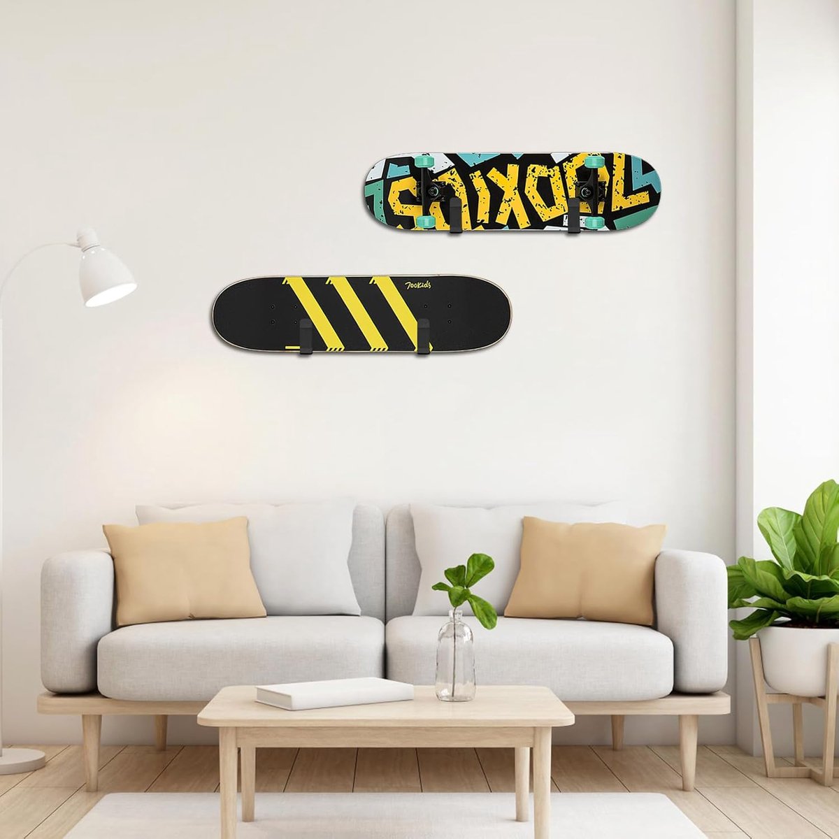 2 Pcs Snowboard Wall Mount - Horizontal Skateboard Wall Mount - Snowboard Holder voor Skateboard - Longboard Storage - Snowboard Display Wall Mount + 1 Hook voor Screws - Wardrobe Hooks