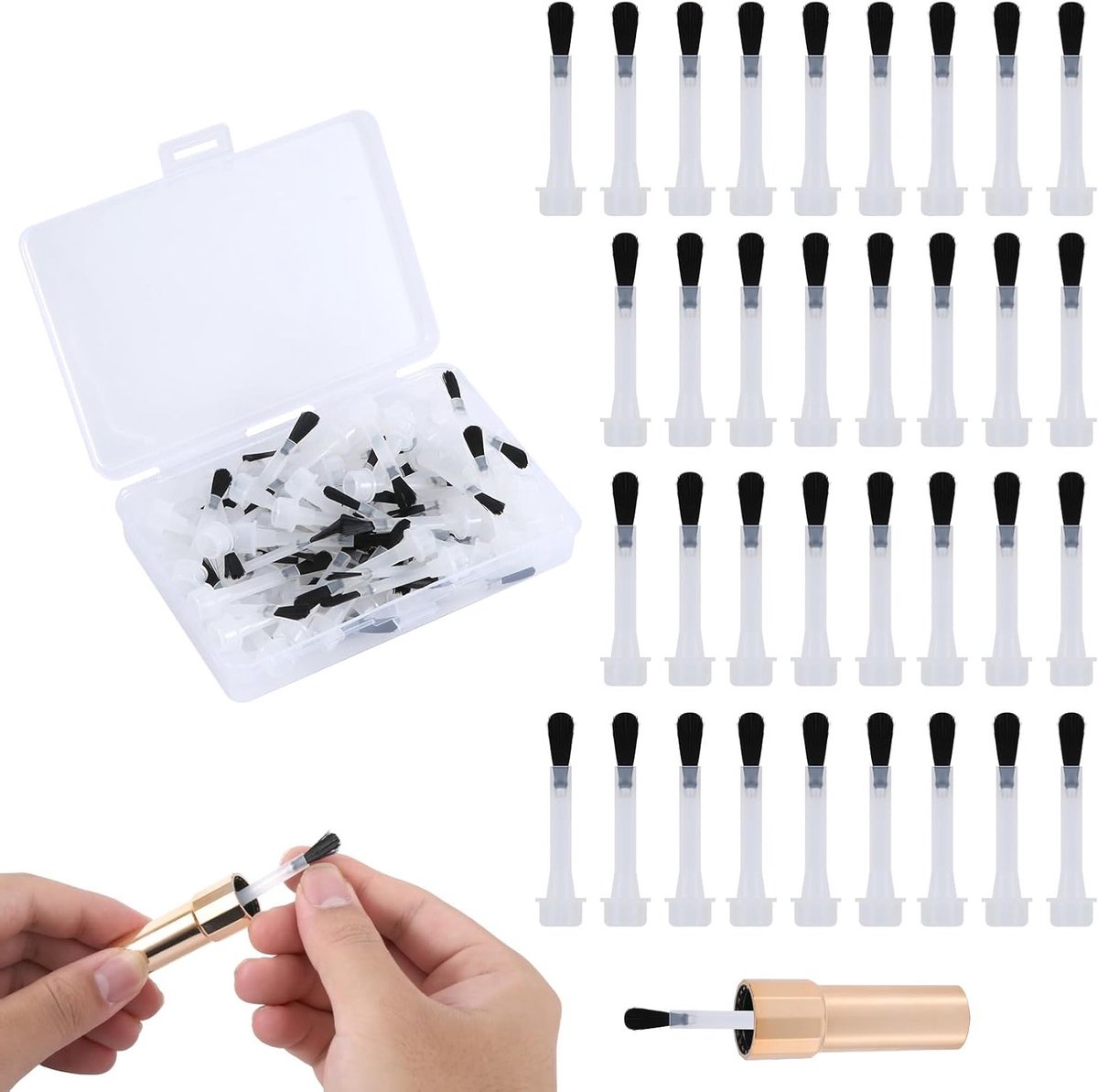 Complete Set van 66 Stuks Vervangborstels voor Nagellak, Zachte Borstels met Handvat en Opbergdoos voor Manicure en DIY Nagelkunst Tools