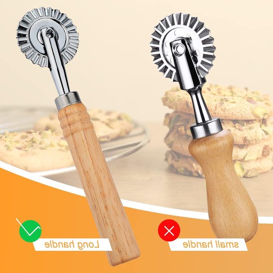 EGoods - Ravioli Snijder Wiel Pasta Crimper Met Lange Houten Handvat voor Keukengebruik van EGoods — afbeelding 5