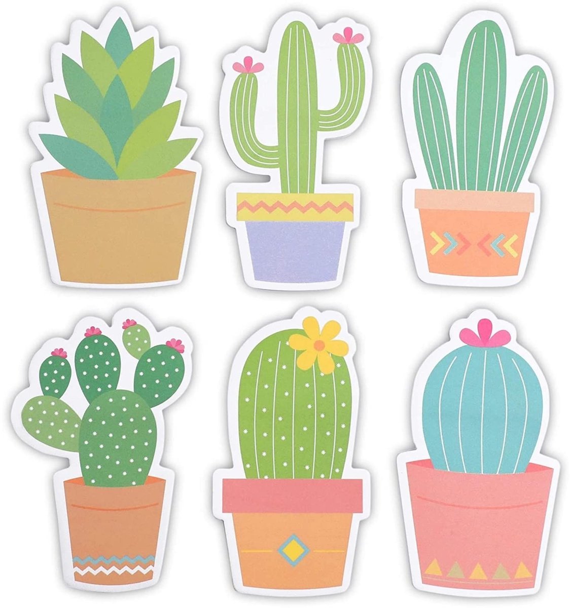 ONF3 - Cactus Sticky Notes - Kleurrijke notitieblokken - Ideaal voor organisatie - Multicolor - Plaknotities - Handig voor op kantoor - 6-pack