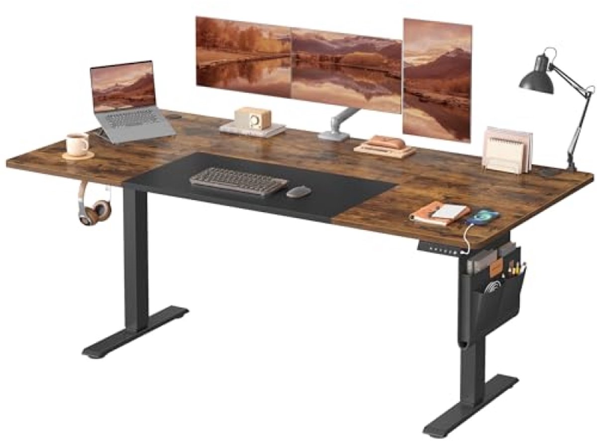 Elektrisch verstelbaar bureau 180x80 cm met USB-C, hoogtegeheugen en organizer
