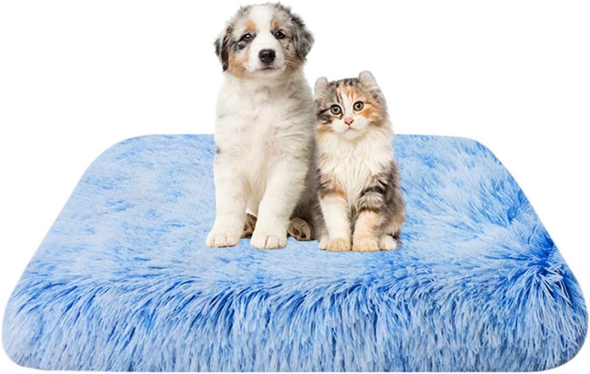 Huisdierbedmat Zelfverwarmend - Hondenkatten deken - Comfortabel rusten - Zonder elektriciteit warm - 75x50x6cm - Blauw verloop