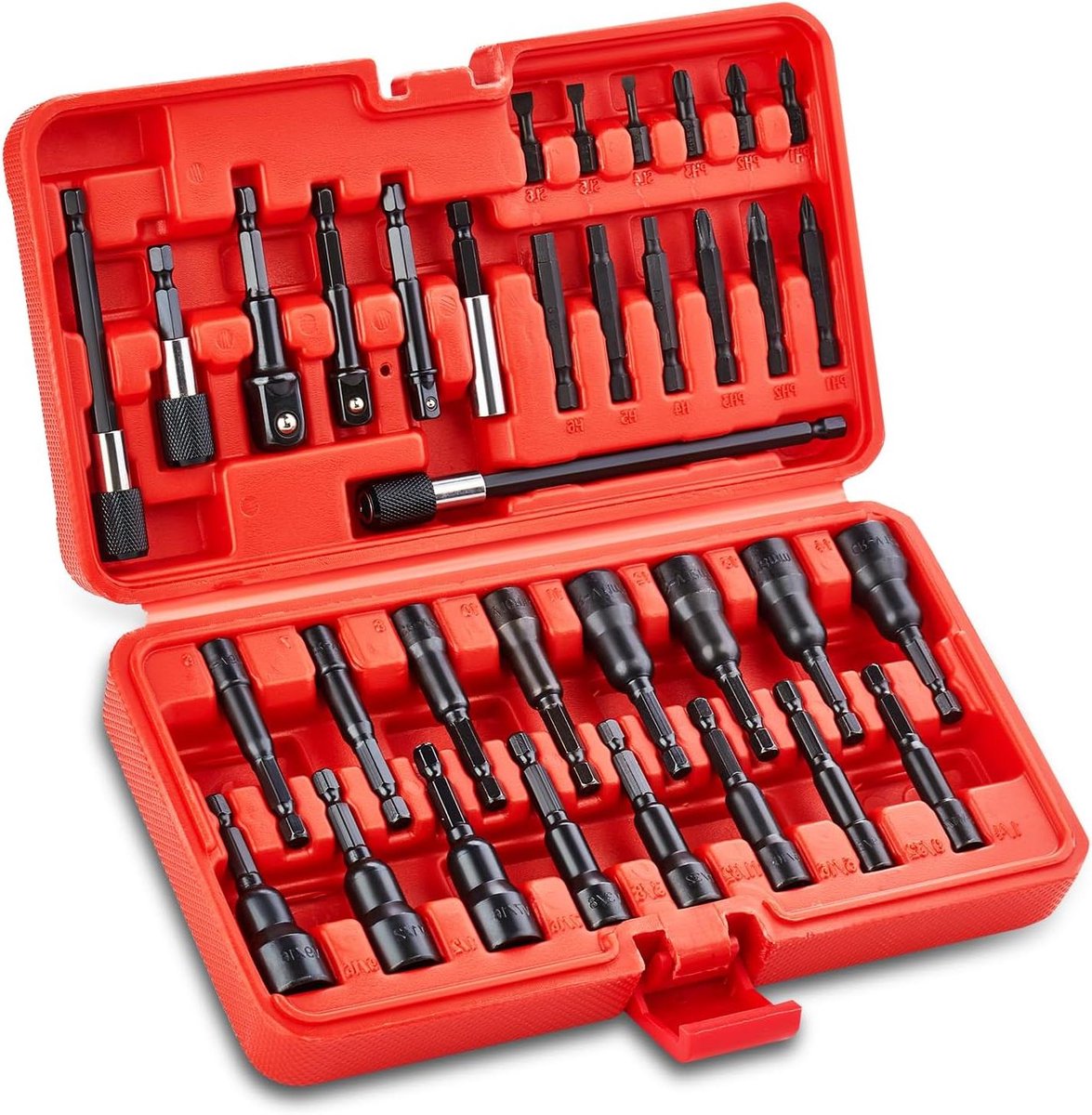 Magnetische Moer Driver Set - Moer Driver Bits - Moeren Aandraaien - Industriële Kwaliteit Cr-V Staal - 35 Stuks - Zwart