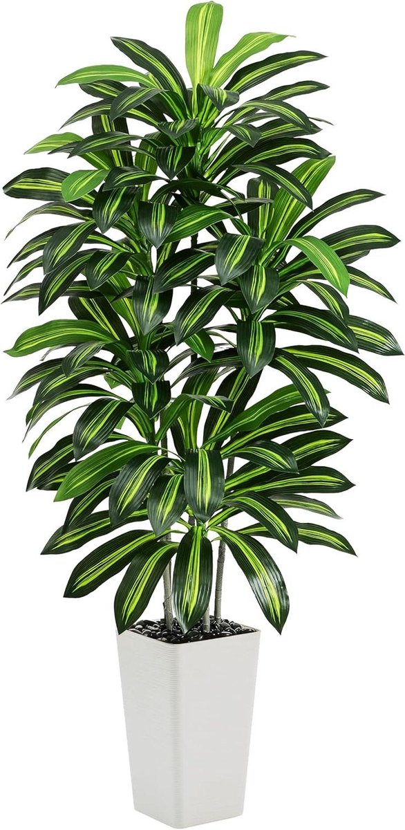 Kunst Dracaena Boom - Zijdeboom Nepboom - Wonen Decoratie - 5 Realistische Stammen - 180 cm - Wit