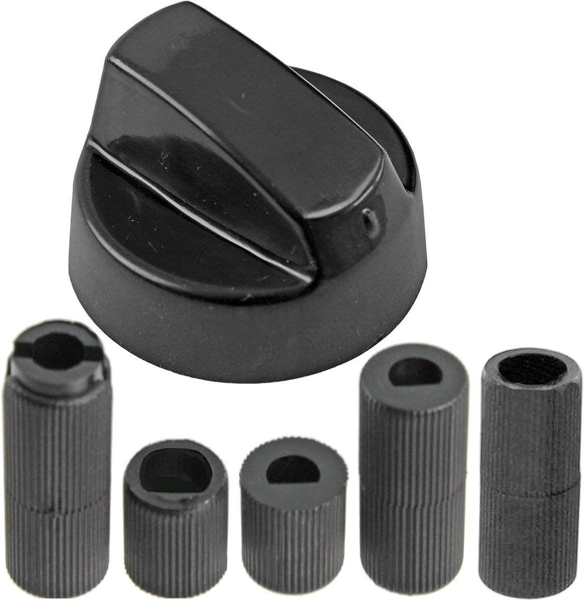 Schakelaarknop Oven - Kookplaatafdekking Knop - Fornuis Reparatie - Universele Asspindels - 5 Maten - Zwart