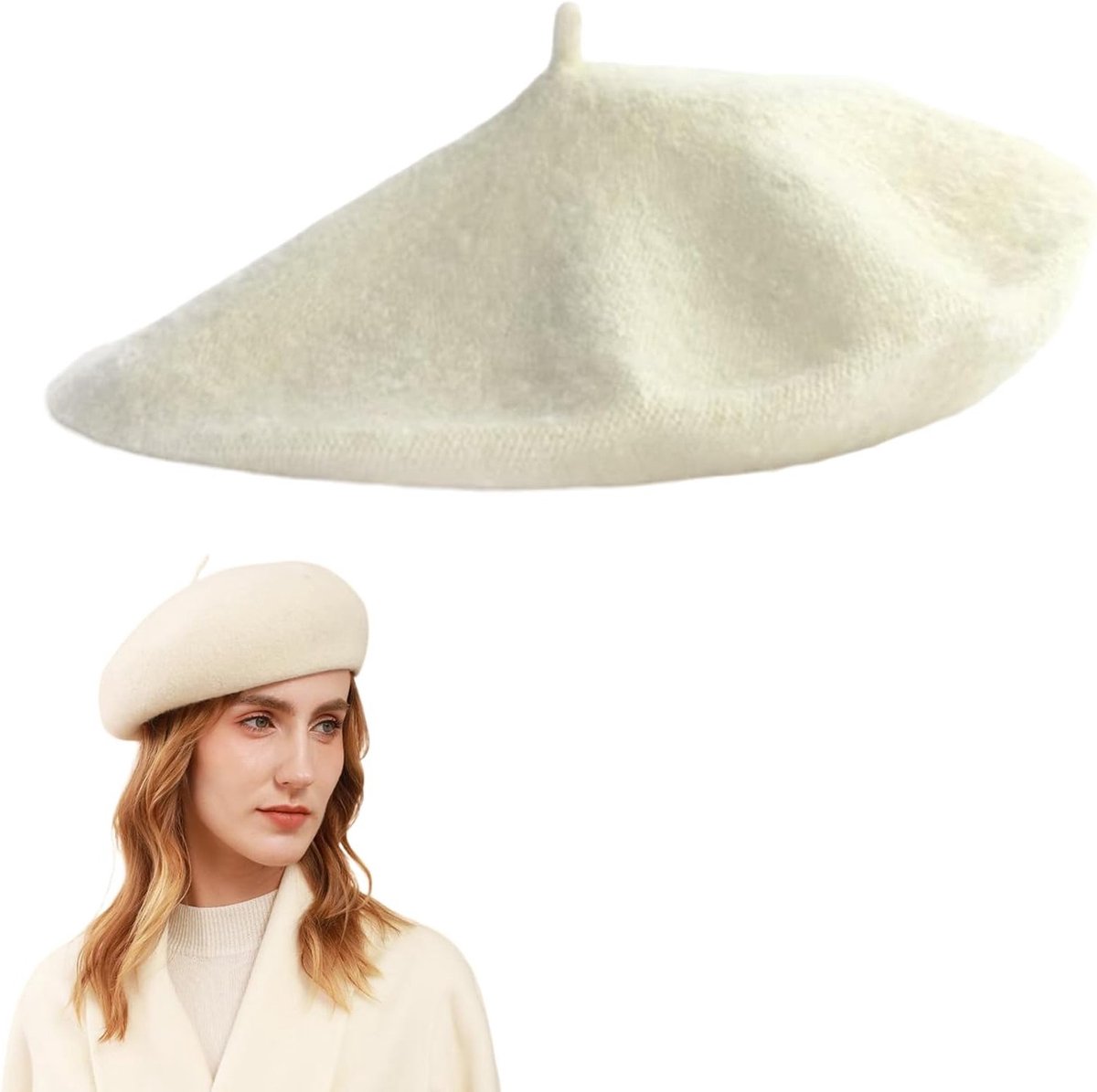 Stijlvolle witte baret voor dames, perfect voor modebewuste outfits en speciale gelegenheden