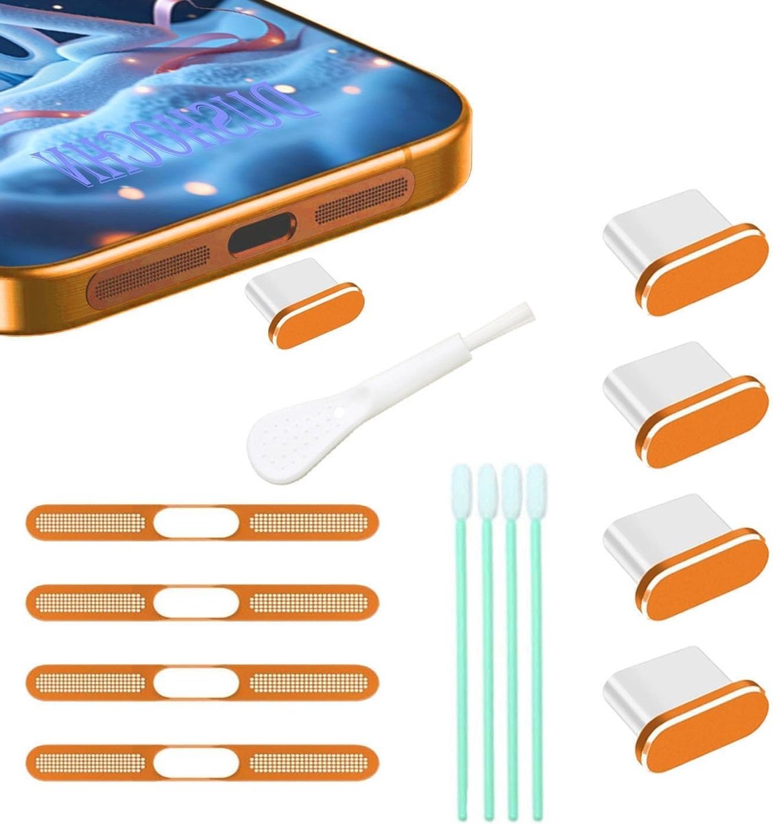 4 Pack USB-C Stofbescherming - USB-C Beschermhoes met Speaker Wire Grid, Voorkom Stof voor iPhone 17 Pro Max, USB-C Afsluiting en Bescherming