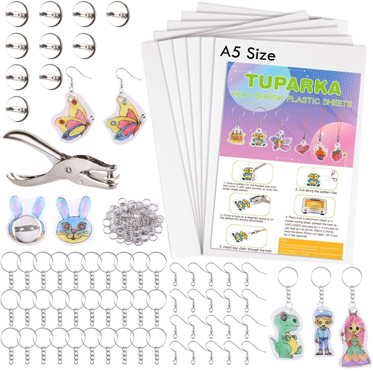 VT Goods - Kunststof folieset - DIY sleutelhangers - Creatief knutselen - 81-delig - Geschikt voor kinderen en volwassenen - Kunstpapier - Ambachten