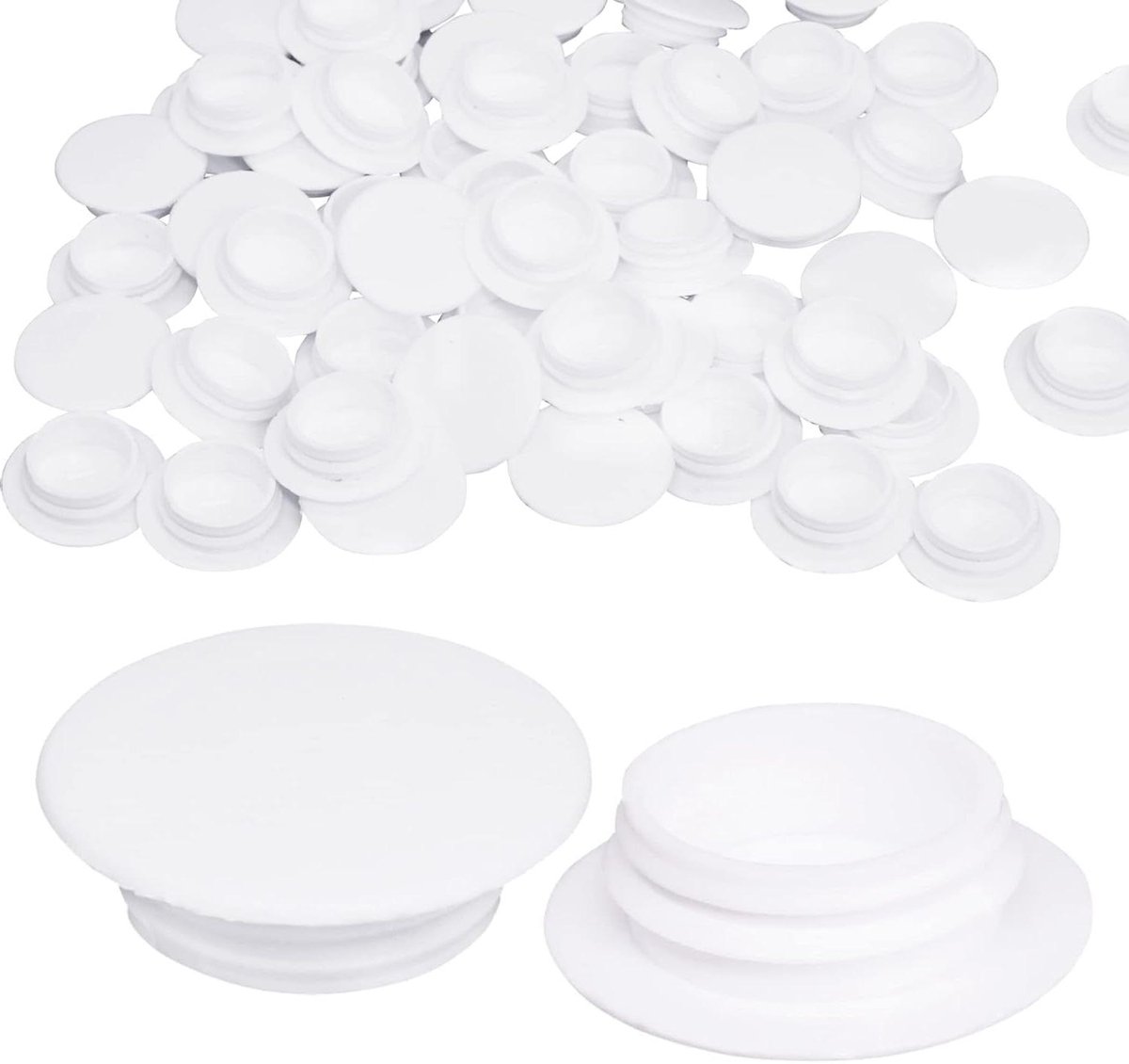 Kunststof Gatpluggen - Meubelgatstoppen Afdekkapjes - Meubels Afwerken - Esthetische Afwerking - 14 mm - Wit