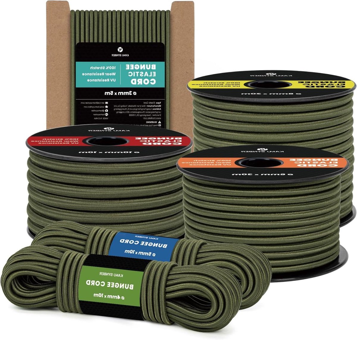 Rubberen Touw - Elastisch Koord - Spullen Vastzetten - UV- en Vochtbestendig - 5mm x 5m - Militair Groen