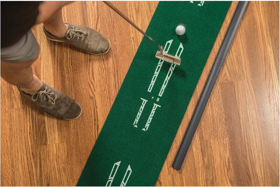 Indoor Putting Mat - Golf Trainingsmat - Nauwkeurigheid Verbeteren - Automatische Balterugkeer - 9 x 16 inch - Groen — afbeelding 4