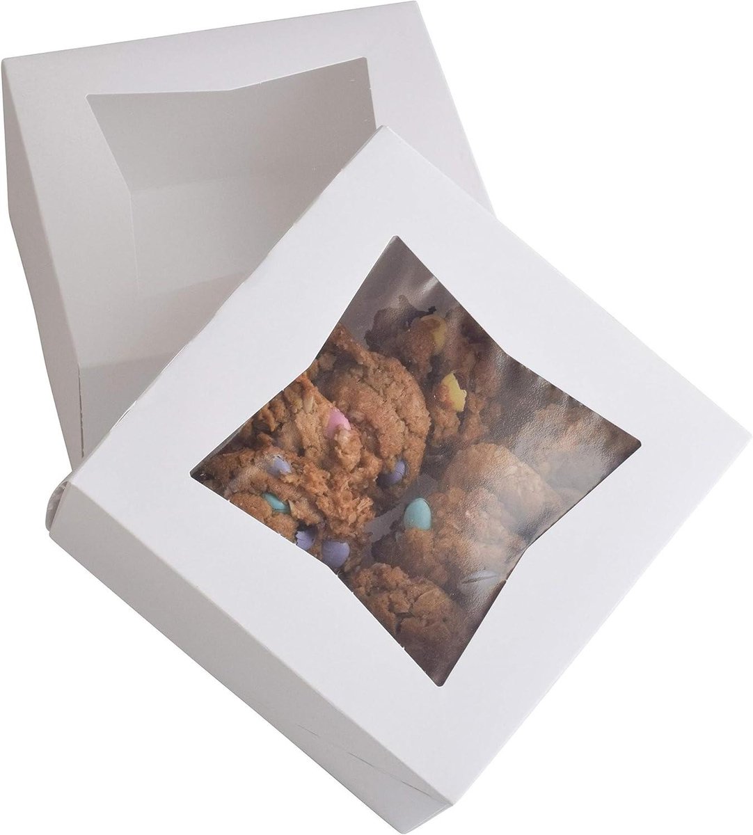 Bakkerijdozen - Taartdozen Venster - Gebak Presenteren - Auto Popup Ontwerp - 6x6x3 Inch - Wit