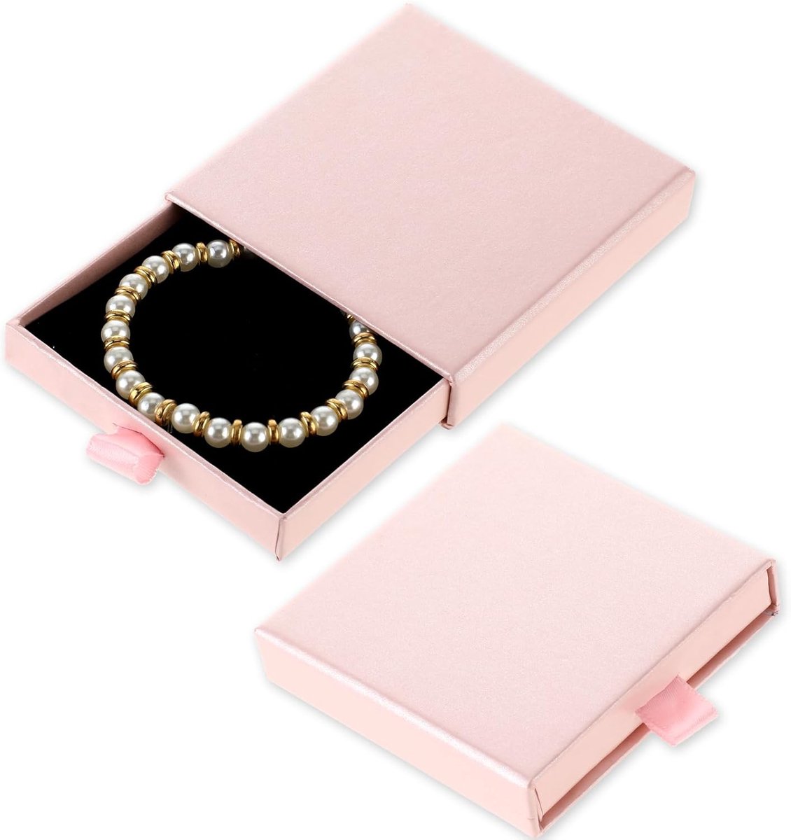 2 Stuks Roze Sieradenboxen - Sieraden Organizer - Kleine Cadeauboxen voor Armbanden - Oorbellen - Kettingen - Andere Decoraties (8 x 8 x 1.5 cm)