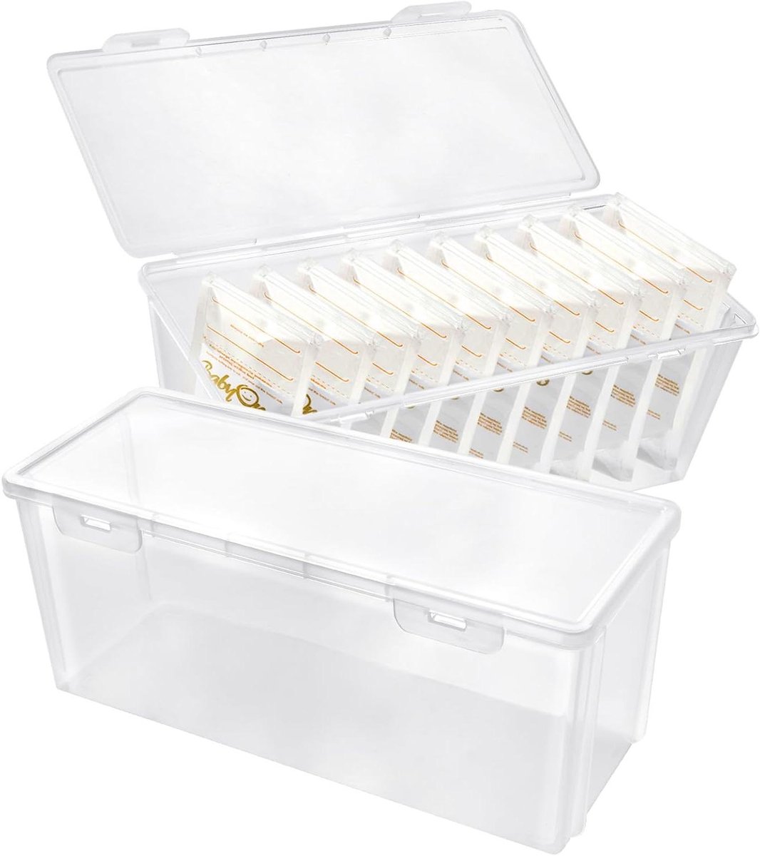 Koelkast Organizers - Vriezer Bakken - Keuken Ordenen - Met Deksel - 2 stuks - Transparant