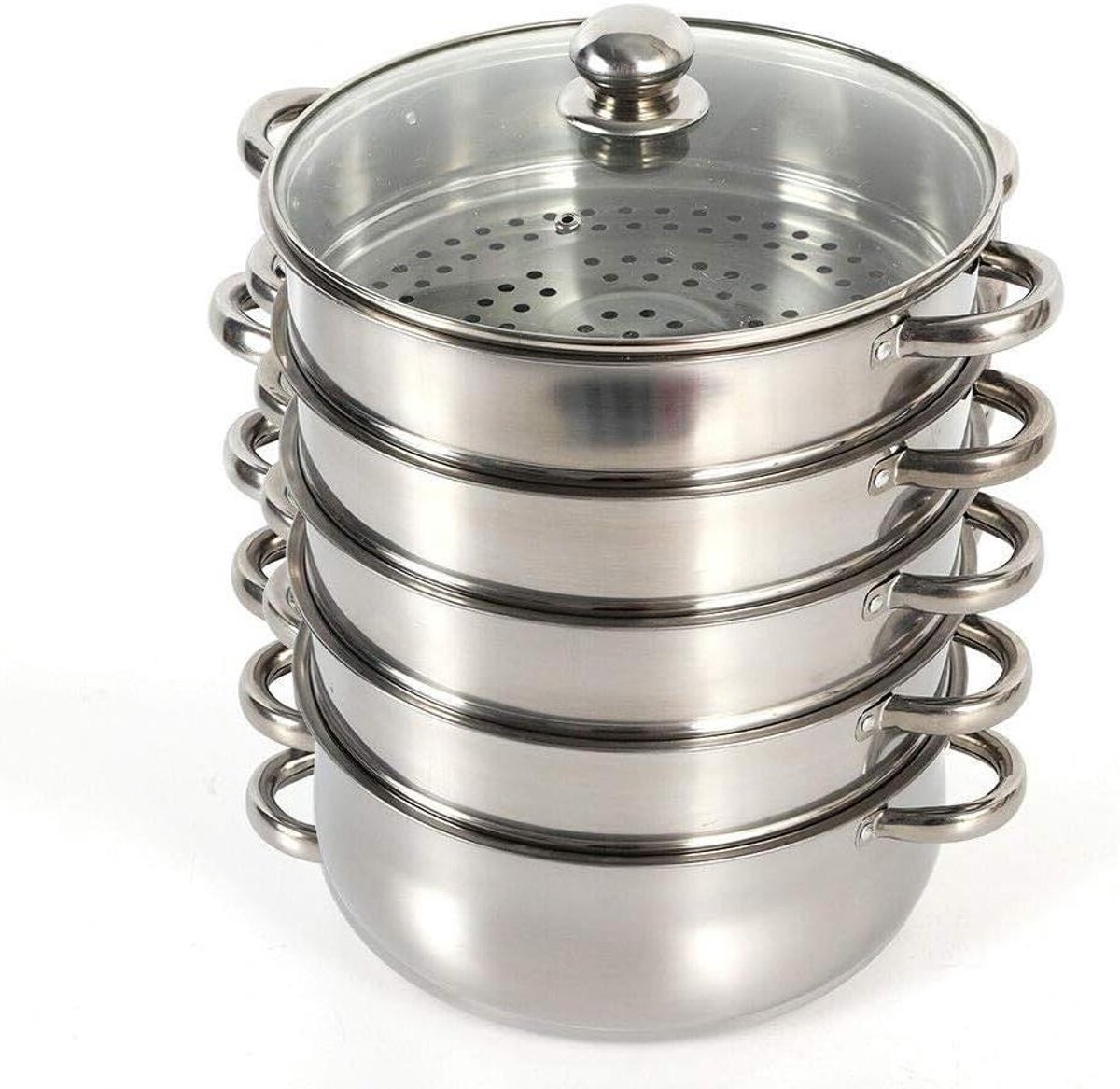 Stoompan RVS - Stoomkoker Pan - Gezond Koken - Uniforme Stoomgaten - 26 cm - Zilver