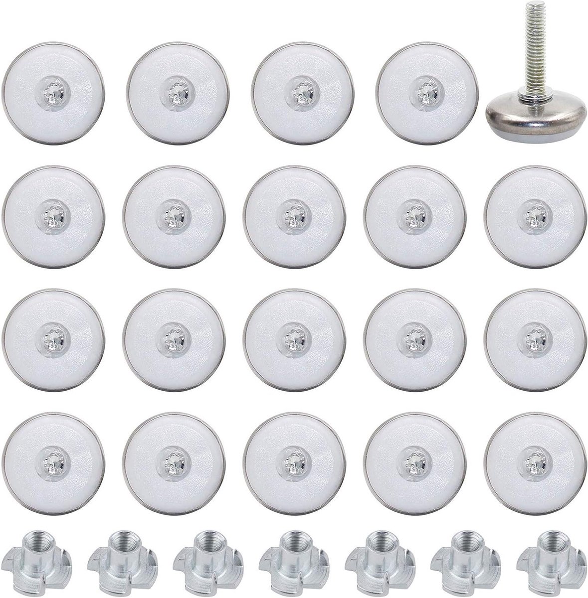 Meubelglijders met Schroef - Stelvoetjes Nivelleerders - Meubels Stabiliseren - Vloerbescherming - 20 stuks - Wit