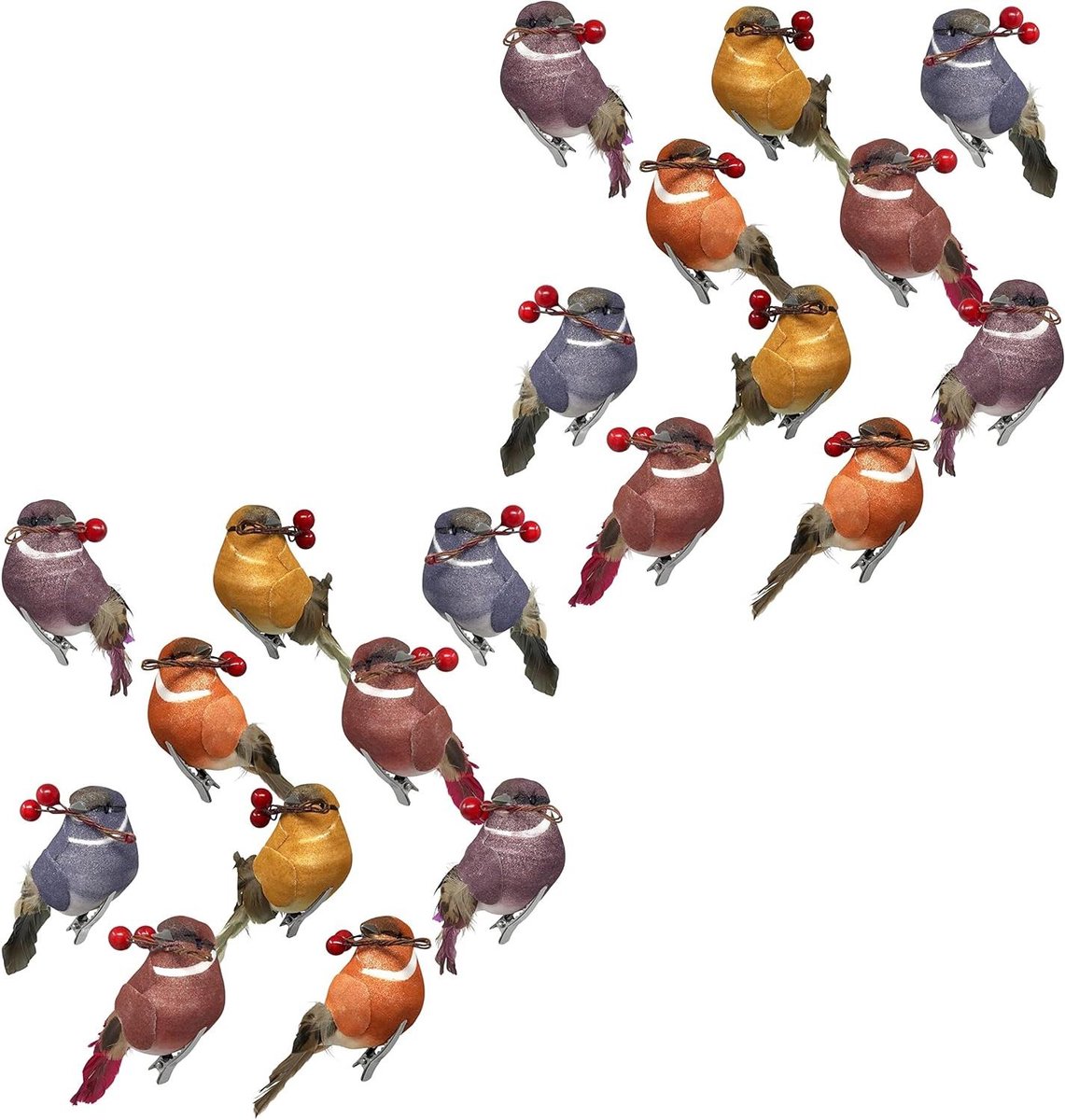 Clip-on Vogels - Decoratieve Vogeltjes - Bloemstukken Versieren - Set van 20 stuks - 4 inch hoog - Gekleurd