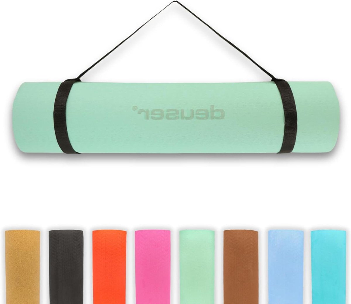 Yogamat - Trainingsmat Fitnessmat - Yoga Pilates Oefeningen - Antislip Zelfnivellerend - 183 x 61 cm - Mint/grijs