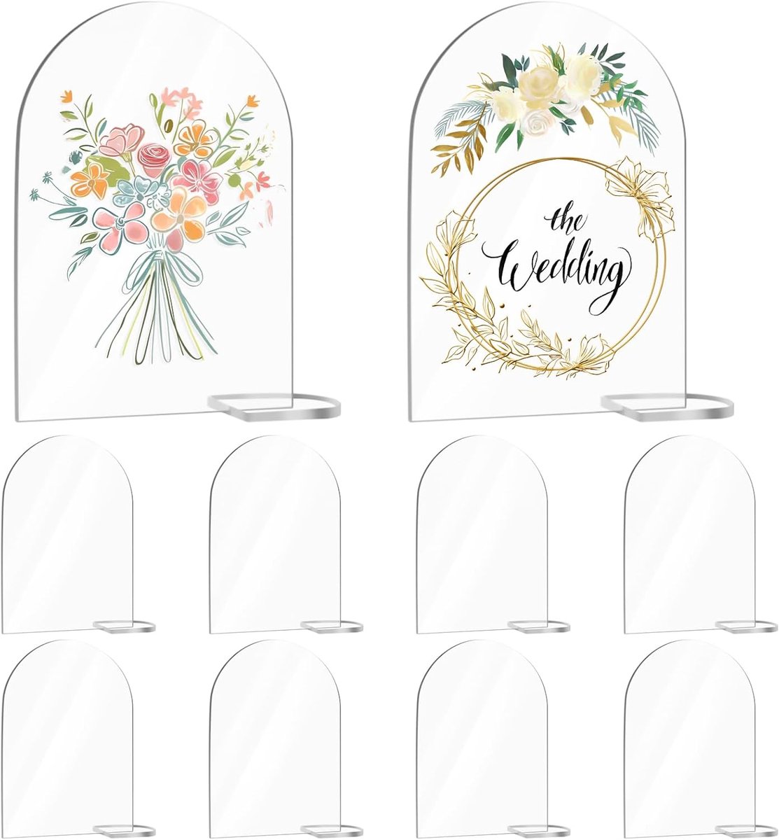 Pack of 10 Transparante Bladen - Acryl Signs - Tafelnummer - Bruiloft met 10 Standaarden - Transparante Tafelkaart - Acryl Blad Transparant voor Bruiloften - Feesten - Kantoor - Restaurants (12.7 x