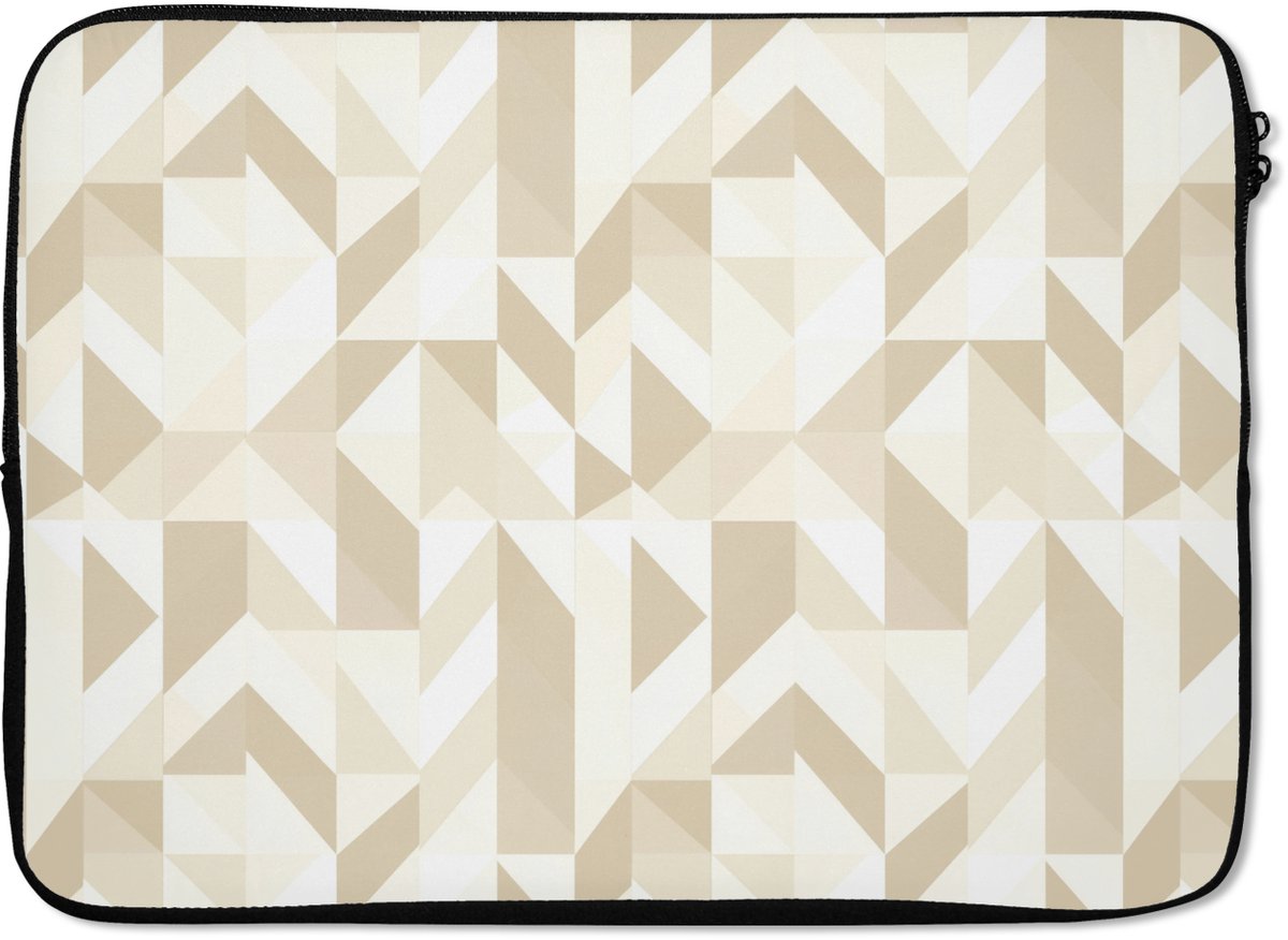 Laptophoes 14 inch - Modern - Abstract - Beige - Laptop sleeve - Binnenmaat 33x23 cm - Zwarte achterkant