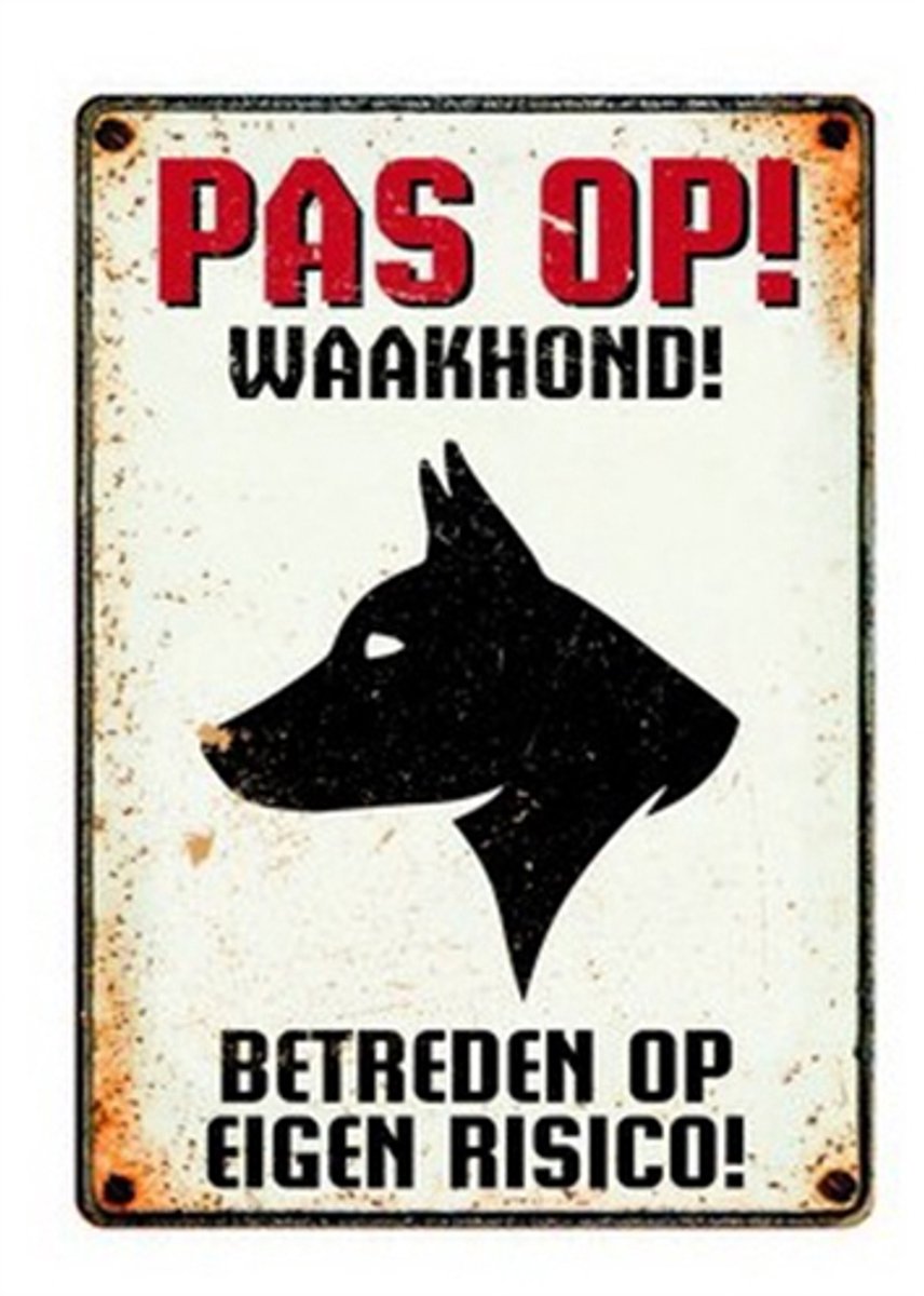Bol.com Plenty gifts waakbord blik waakhond - Default Title aanbieding