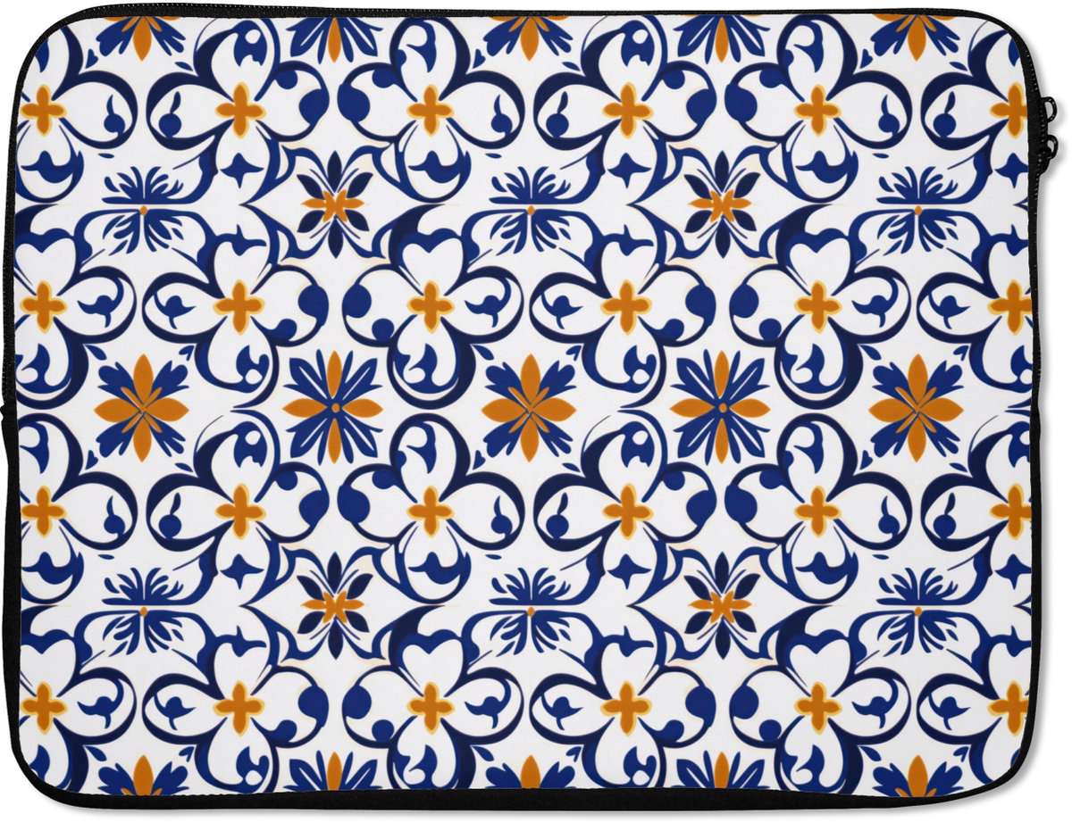 Laptophoes 15.6 inch - Patroon - Modern - Kleurrijk - Laptop sleeve - Binnenmaat 37x26 cm - Zwarte achterkant