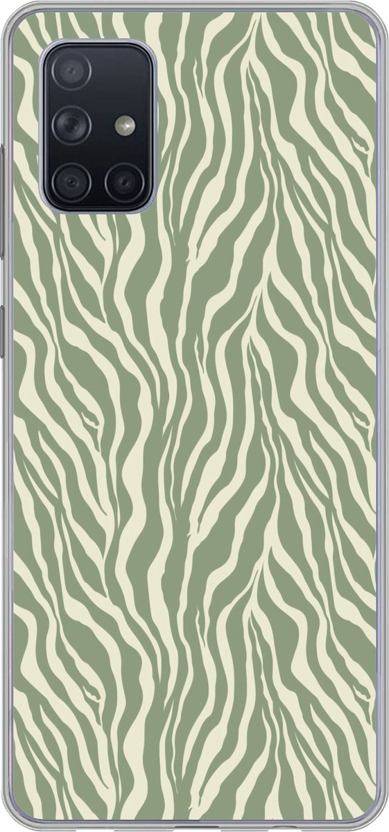 Telefoonhoesje Geschikt voor Samsung Galaxy A51 hoesje - Zebra - Motief - Groen - Siliconen Telefoonhoesje Telefoonhoesje