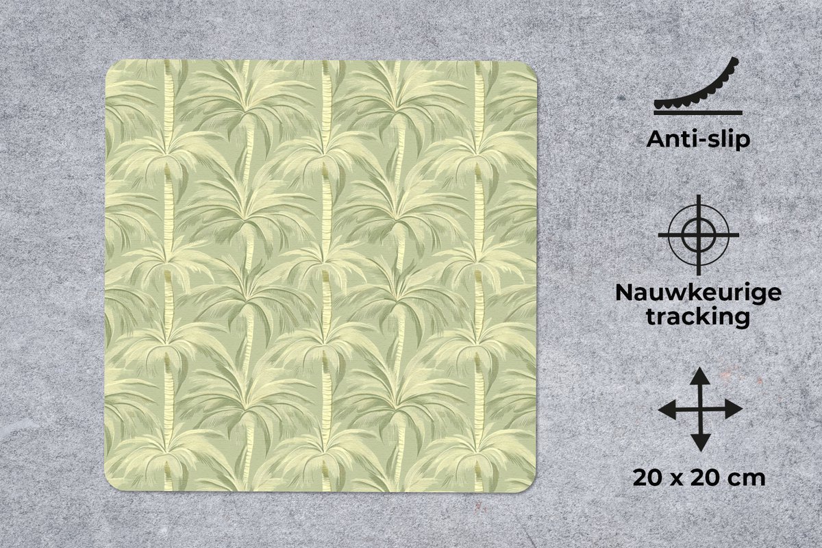 Muismat 20x20 cm - Mousepad Palmwoud - Tropisch - Groen - Muismatten