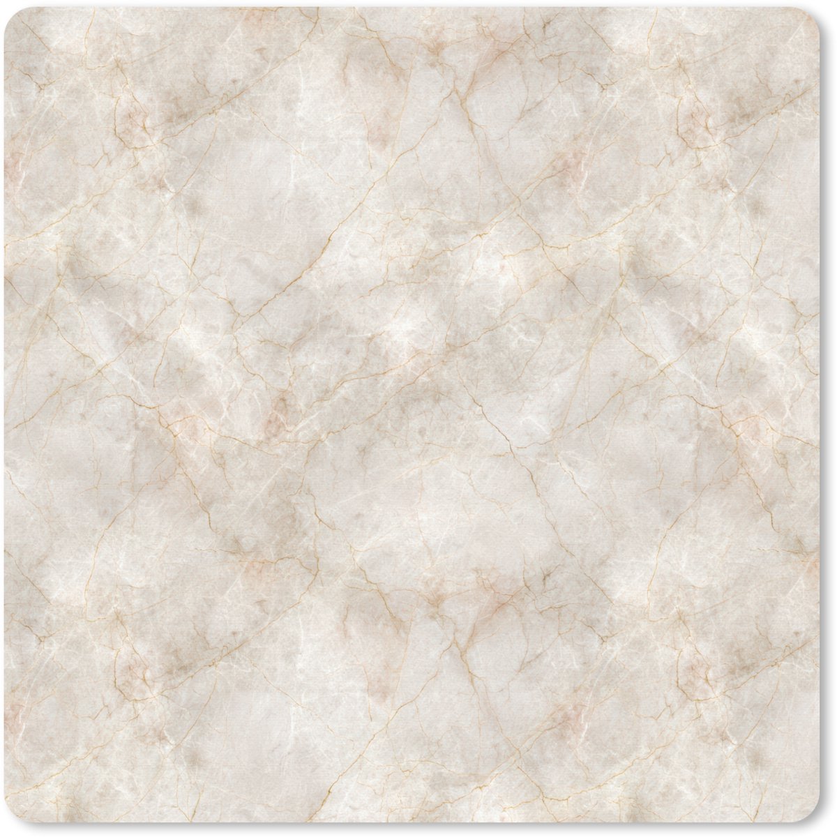 Muismat 20x20 cm - Mousepad Lichtbeige - Goudbruine Nerven - Marmer print - Muismatten