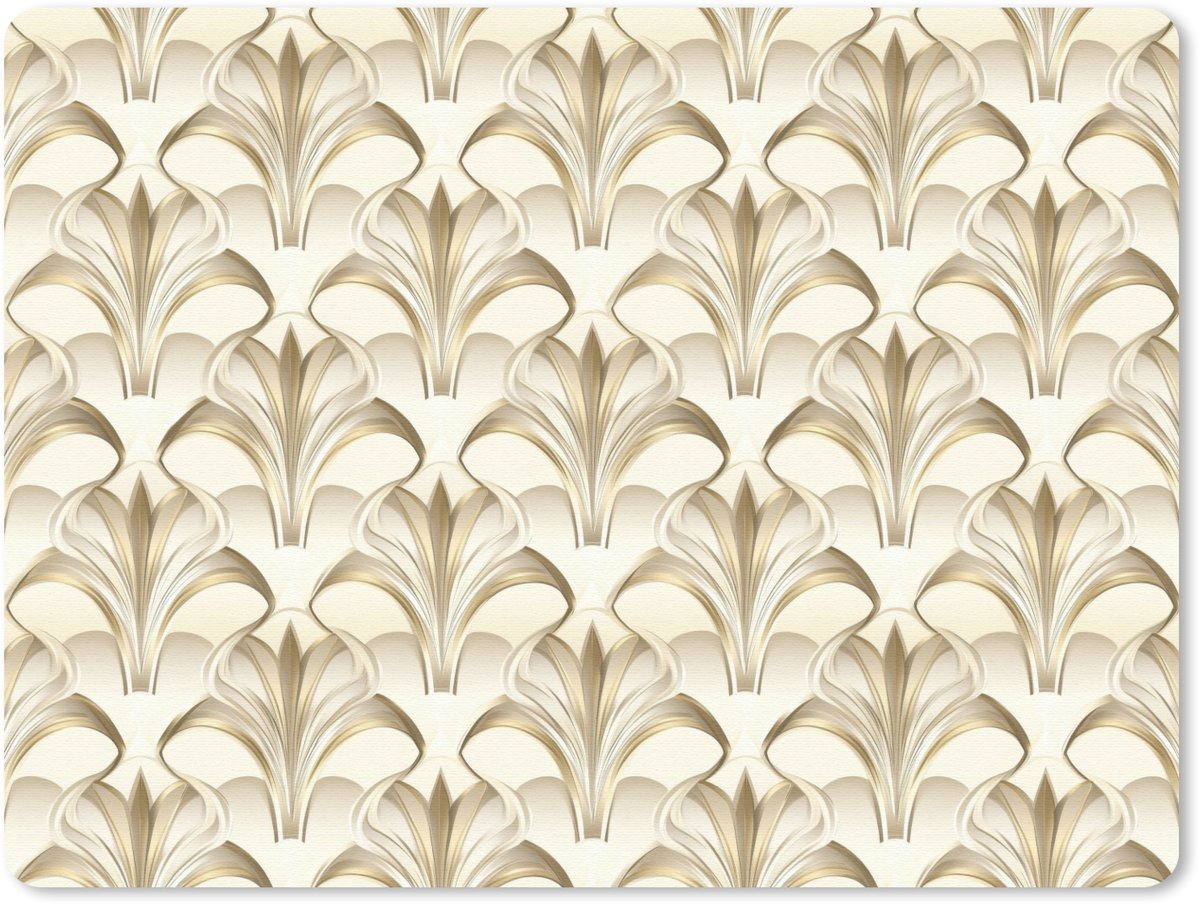 Muismat 12x10 cm - Mousepad Ornament - Barok - Goud - Muismatten