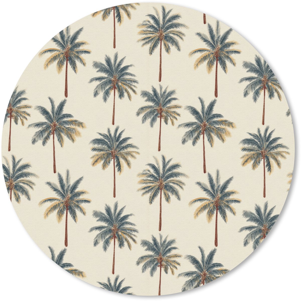 Muismat rond 20x20 cm - Mousepad Palmbomen - Tropisch - Groen - Ronde muismatten
