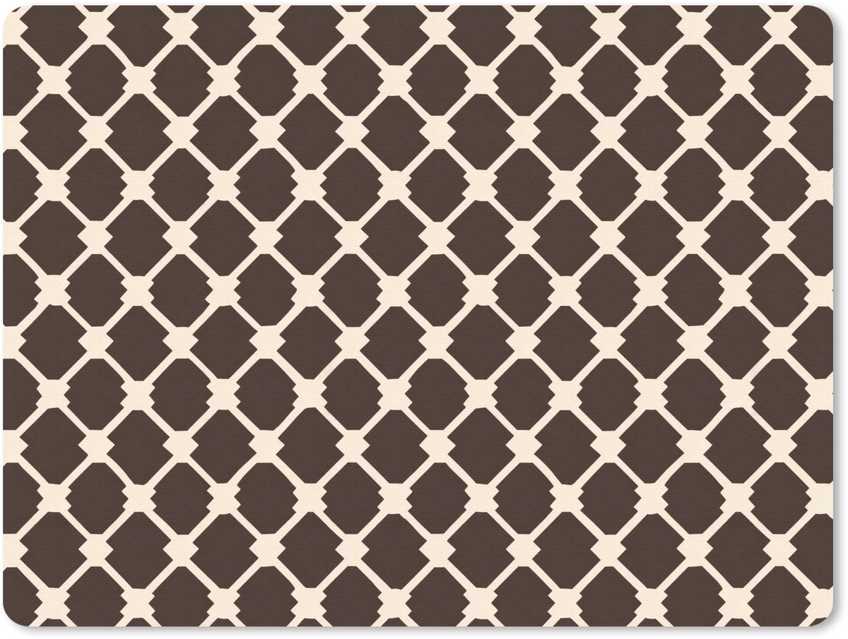 Muismat 12x10 cm - Mousepad Bruin - Ruitpatroon - Geometrisch - Muismatten